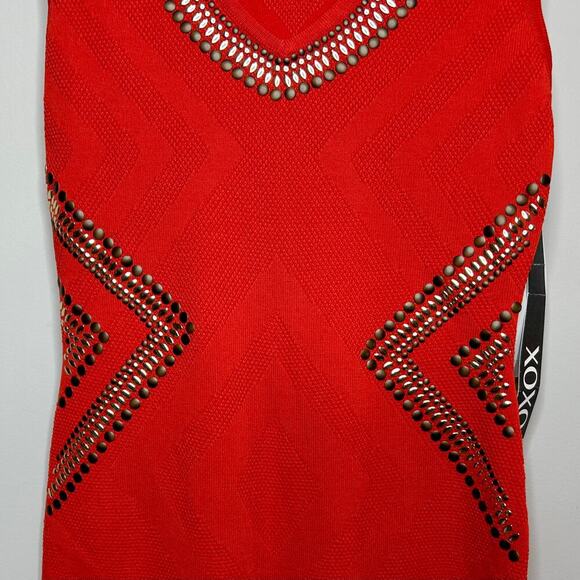 NWT XOXO Red Bodycon Dress Size S Sleeveless - Picture 3 of 10